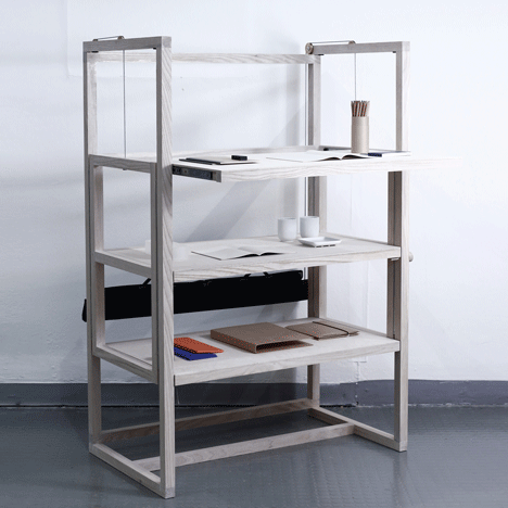 A Shelf of Tables is three desks in one shelving unit