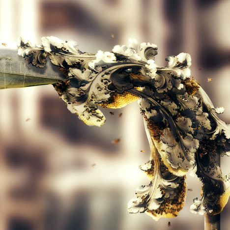 Bees printing concrete by John Becker and Geoff Manaugh