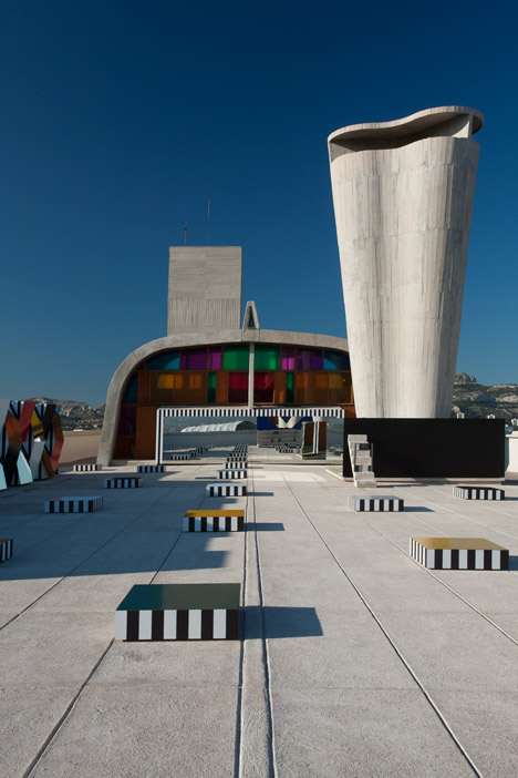 Defini, Fini, Infini by Daniel Buren on Le Corbusier's Cité Radieuse rooftop
