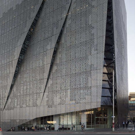 Binary code patterns exterior of Sydney engineering faculty by Denton Corker Marshall
