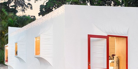 Saul E Méndez menswear store features doors and windows pulled out from the walls