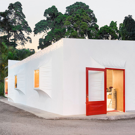 Saul E Méndez menswear store features doors and windows pulled out from the walls