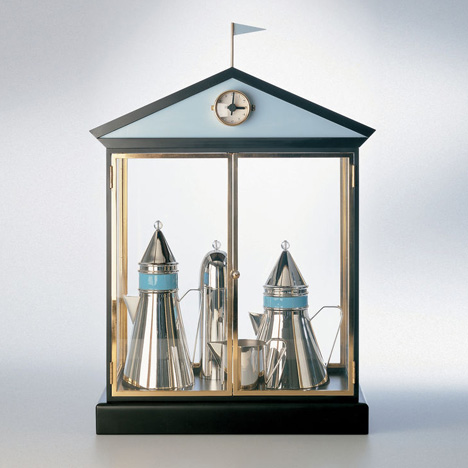 Limited edition silver tea and coffee set by Aldo Rossi for Alessi