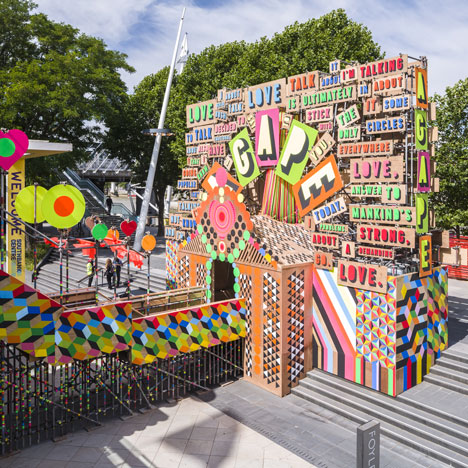 Temple of Agape by Morag Myerscough and Luke Morgan celebrates love with neon signage