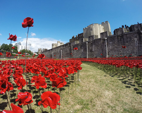 Blood Swept Lands and Seas of Red poppies installation at the Tower of London