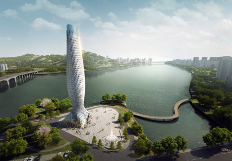 Doumen Observation Tower by RMJM is a fish-inspired skyscraper