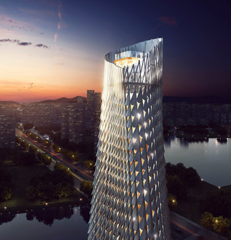 Doumen Observation Tower by RMJM is a fish-inspired skyscraper