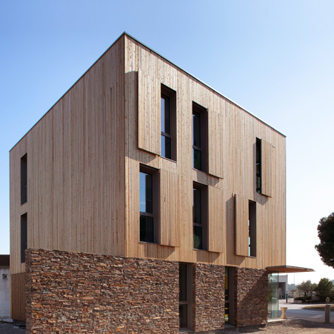 Chrystelle Sanaa’s Municipal Technical Centre is clad in thin strips of cedar