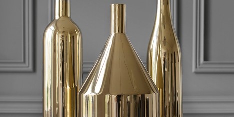 Via Fondazza brass vases by Paolo Dell’Elce are modelled on still life paintings