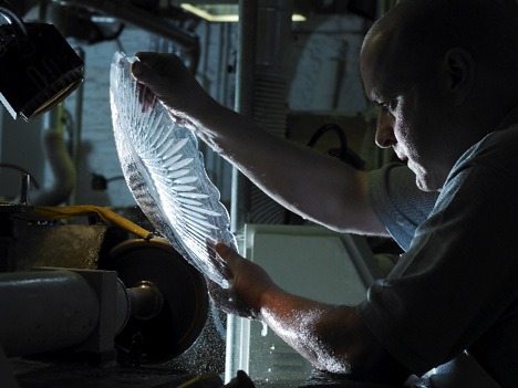 A Waterford Crystal master cutter at work