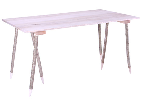 Hewn three legged trestle by Sebastian Cox