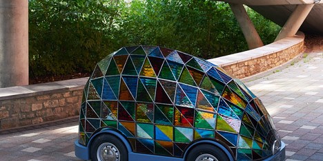 Stained-glass driverless car by Dominic Wilcox