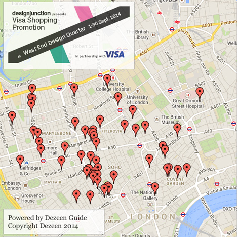 Dezeen and designjunction launch map  of West End Design Quarter 2014