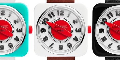 From left to right: Retro Timer in turquoise/white, white/brown and black/black