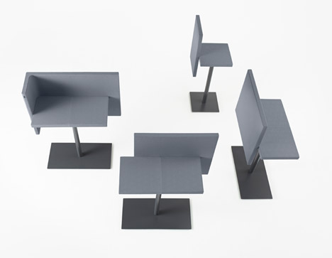 Brackets-lite office furniture by Nendo for Kokuyo