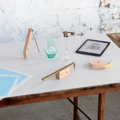 Analogue wood and brass tools transformed into digital measuring devices