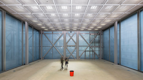 The Musings on a Glass Box installation by Diller and Scofidio at Jean Nouvel's Fondation Cartier