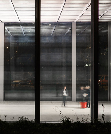 The Musings on a Glass Box installation by Diller and Scofidio at Jean Nouvel's Fondation Cartier