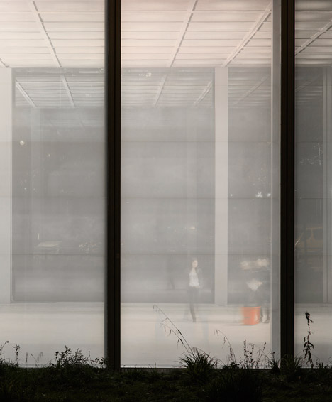 The Musings on a Glass Box installation by Diller and Scofidio at Jean Nouvel's Fondation Cartier
