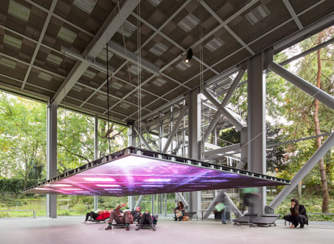 The Musings on a Glass Box installation by Diller and Scofidio at Jean Nouvel's Fondation Cartier
