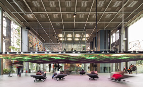 The Musings on a Glass Box installation by Diller and Scofidio at Jean Nouvel's Fondation Cartier