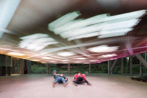 The Musings on a Glass Box installation by Diller and Scofidio at Jean Nouvel's Fondation Cartier