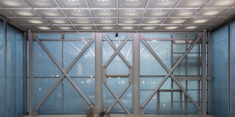 The Musings on a Glass Box installation by Diller and Scofidio at Jean Nouvel's Fondation Cartier