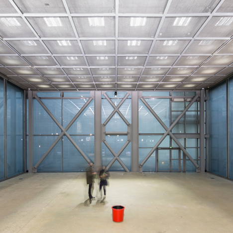 The Musings on a Glass Box installation by Diller and Scofidio at Jean Nouvel's Fondation Cartier