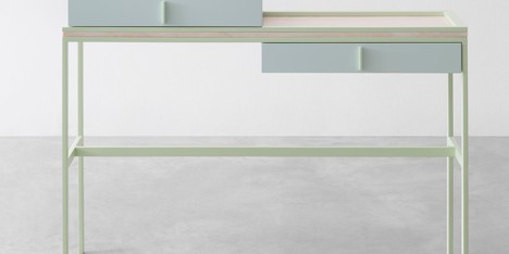 Drawers slide along the surface of Marco Guazzini’s Flamingo desk