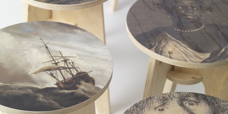 Plywood print stools by Piet Hein Eek for NLXL