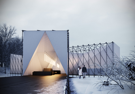 Pop-up restaurant on a frozen lake by OS31