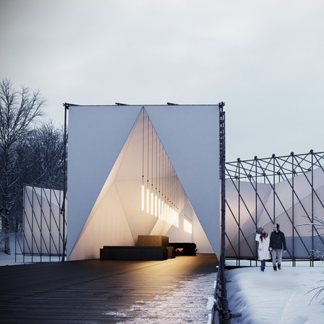 Pop-up restaurant on a frozen lake by OS31