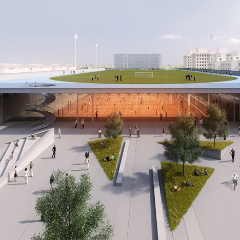 Football pitch hovers above basketball courts in winning UFCSPA campus design