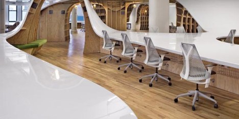 Clive Wilkinson’s office for The Barbarian Group is “one huge table through a room”