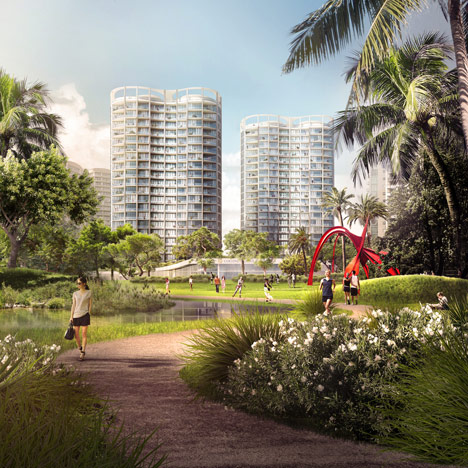 OMA reveals trio of “peanut-shaped” towers for Miami’s Coconut Grove
