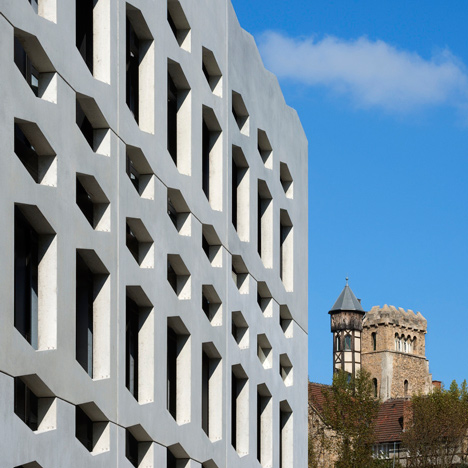 Hexagonal windows pattern the facade of German office building by Wurm + Wurm