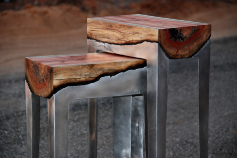 Cast Aluminum and Tree Trunk Furniture by Hilla Shamia Studio