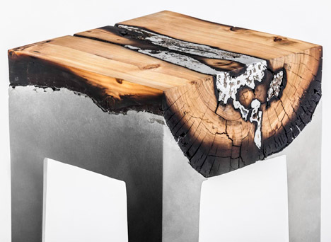 Cast Aluminum and Tree Trunk Furniture by Hilla Shamia Studio