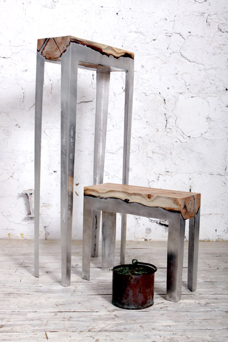 Cast Aluminum and Tree Trunk Furniture by Hilla Shamia Studio