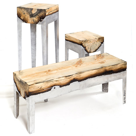 Cast Aluminum and Tree Trunk Furniture by Hilla Shamia Studio