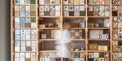 Lisbon tile trader Cortiço & Netos uses vintage stock to pattern shop walls