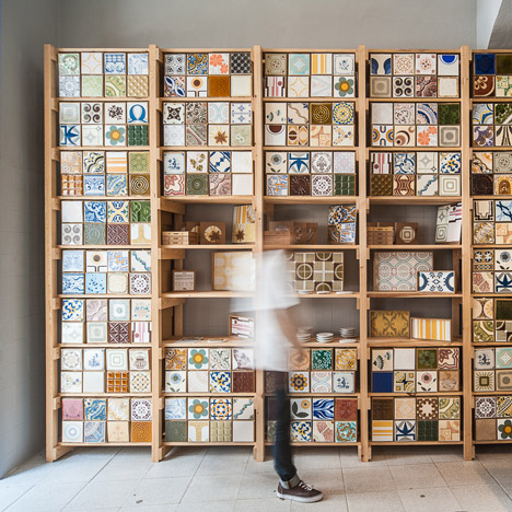Lisbon tile trader Cortiço & Netos uses vintage stock to pattern shop walls