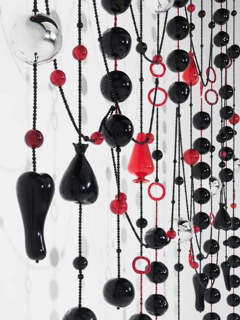 Jean-Michel Othoniel, Black Rosaries, 2014. Detail of Site-Specific Commission For One Way: Peter Marino Exhibition At The Bass Museum of Art Courtesy of Jean-Michel Othoniel. Photograph by Philippe Chancel