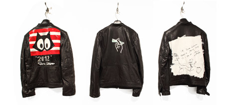 Ronnie Cutrone, Leather Biker Jacket, 2010. Lee Quinones, Leather Biker Jacket, 2010. Nate Lowman, Leather Biker Jacket, 2010. Left: Ronnie Cutrone Middle: Lee Quinones Right: Nate Lowman Courtesy Of The Andy Warhol Museum, Pittsburgh