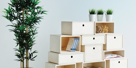 Rianne Koens’ stackable drawers function as cabinets, tables and stools
