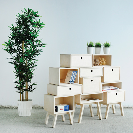 Rianne Koens’ stackable drawers function as cabinets, tables and stools