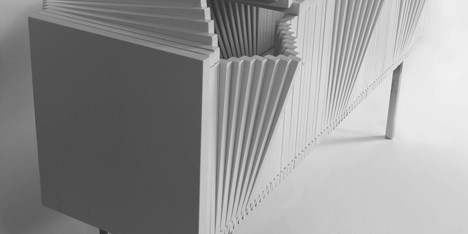 Wave Cabinet by Sebastian Errazuriz opens “like a paper fan”