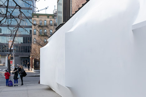 Blueprint white plastic installation at Storefront New York by SO-IL