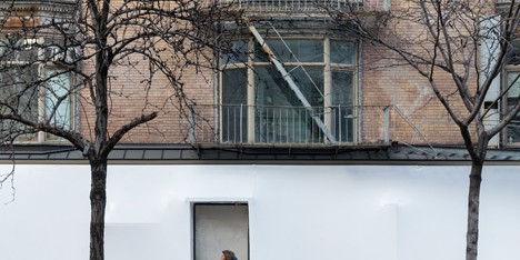 Blueprint white plastic installation at Storefront New York by SO-IL