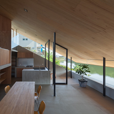 Suppose Design Office’s ￼House in Hibaru stretches down to the edge of a reservoir